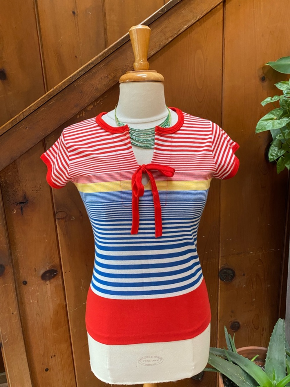 Vintage Striped Knit Tie T-shirt
